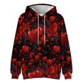 thumbnail image 4 of Men's Oversized Flowers Print Hooded Sweatshirt, Long Sleeve Loose Fit Casual Pullover for Fall Winter, Graphic Hoodie,Wine,M, 4 of 5