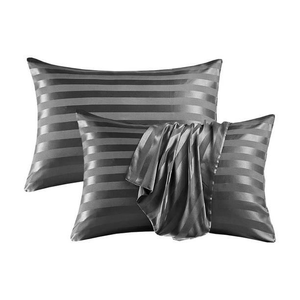 Juego de 2 fundas de almohada de seda satinada Ice Silk Satin para el cuidado del cabello y la piel. Funda de almohada para dormir que reduce el encrespamiento y las arrugas. Protector de almohada