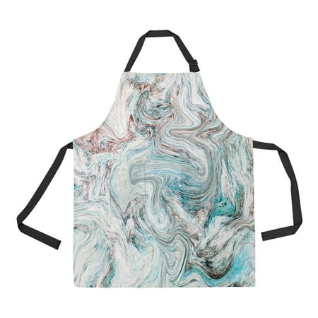 

ECZJNT Colorful Marble Texture Adjustable Bib Kitchen Apron with Pockets for Women Men