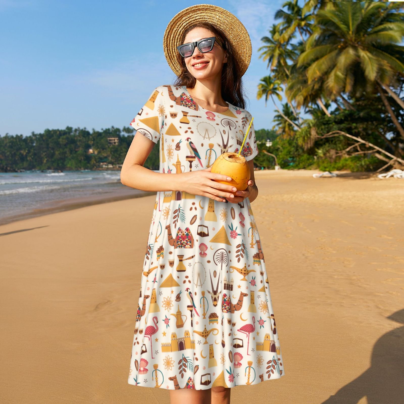 beach dress uae Aziza Green Paisley Beach Kaftan main image 0