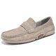 thumbnail image 1 of Zapatos casuales de verano para hombre, mocasines de cuero genuino para hombre, mocasines transpirables sin cordones, zapatos de conducción de estilo italiano (26,5 cm), 1 of 4