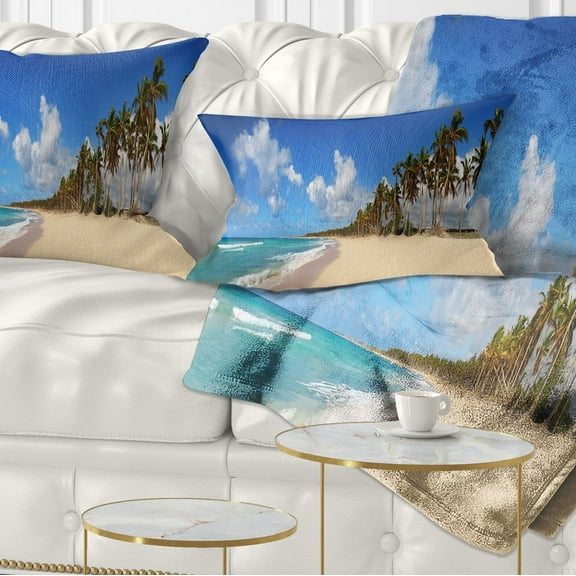 Designart Tropical Exotic Beach - Landscape Photography Throw Pillow - 12x20