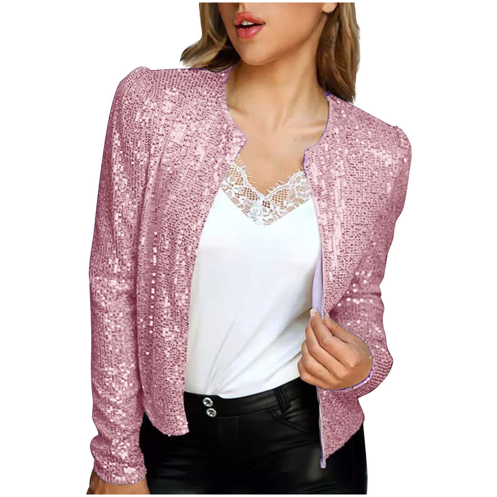 Pink glitter coat deals