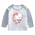 thumbnail image 3 of Hello Kitty-Camiseta de algodón puro para niños, camiseta que absorbe la humedad, Tops contrastantes dulces a la moda, camisetas deportivas informales de manga larga para bebé, 3 of 5