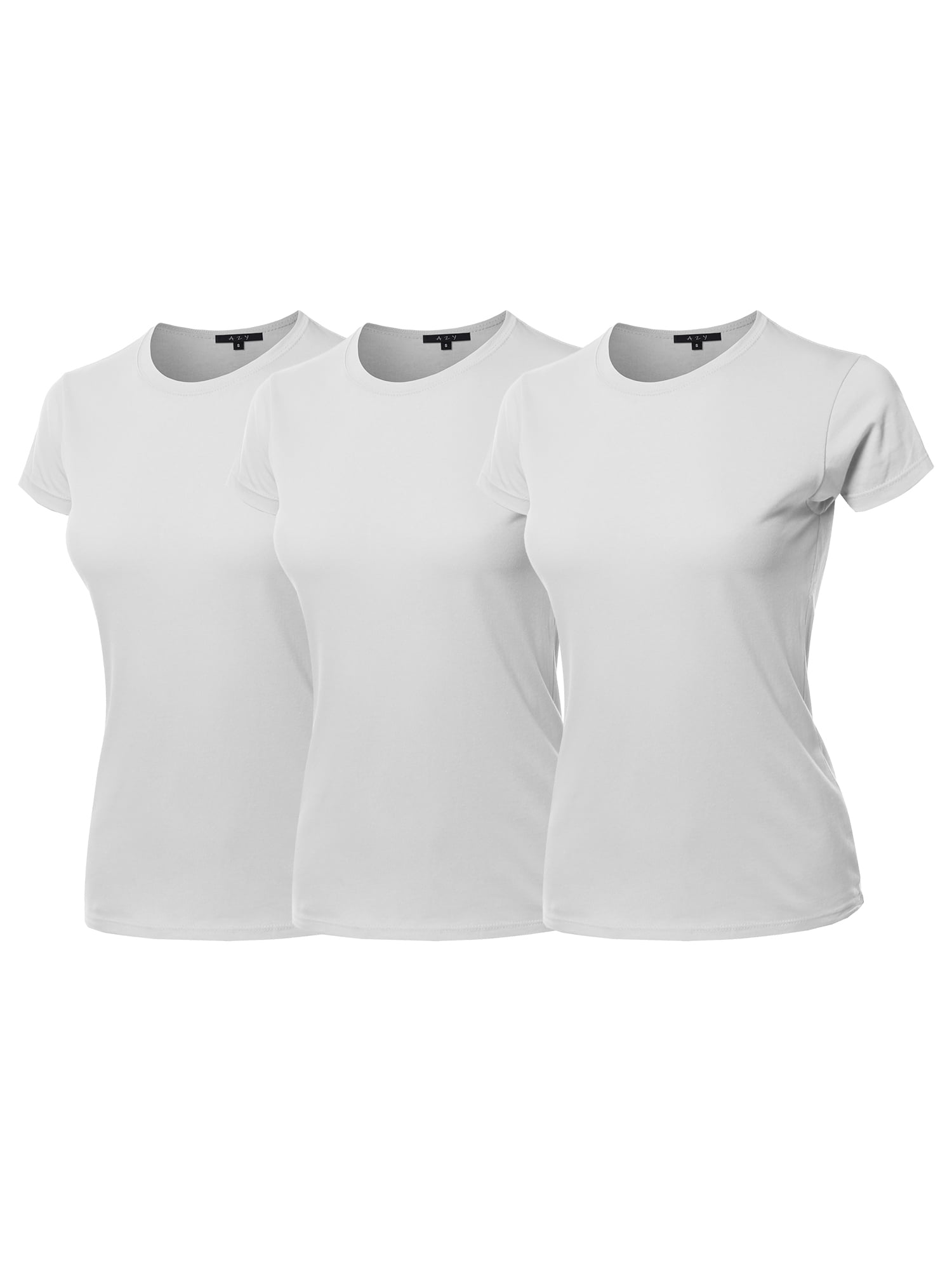 A2Y Women's Basic Solid Ring Spun 100% Cotton Short Sleeve Crew Neck T  Shirt Tee Tops 3 Pack - White 2XL - Walmart.com