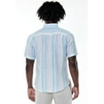 thumbnail image 2 of Men's Casual Short Sleeve Shirt in 100% Linen Pastel Stripes, 2 of 5