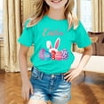 thumbnail image 2 of MIASHUI T-Shirt à Manches Courtes pour Enfants Joyeuses Pâques Imprimé Œuf Bunny, Vert Menthe, 4-5 Ans, 2 of 4