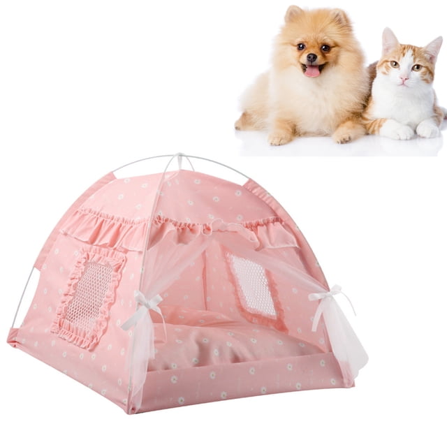 Tente pour Chat, Tente pour Animaux de Compagnie Support Fiable Confortable Imperméable Semi-Fermée Rideau en Gaze pour Toutes les Saisons pour Chat