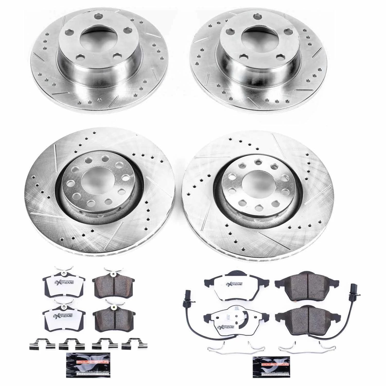 PowerStop Front and Rear Z26 Street Warrior Carbon-Fiber Ceramic Brake Pad and Drilled and Slotted Rotor Kit Fits: AUDI Select Models K4197-26
