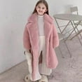 thumbnail image 2 of BFHHYA Girls (2-10Y) Teddy Long Coat Little Girl Sherpa Thickened Notch-Collar Warm Outerwear Fleece Button-Up Fashion Overcoat for Winter Family Outings, 2 of 6