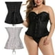 thumbnail image 3 of LIKEWIN Mujeres Modelador de cintura Gótico Satén Brocado Stays Corset Corsé Bustier Top Top con cordones Sexy Vestidos elegantes Cincher de entrenamiento de cintura Overbust deshuesado/Multicolorpang, 3 of 4