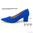 thumbnail image 5 of Women's Pointed Toe Pumps, 2 Inches Slip On Low Chunky Block Heels, Padded Latex Cushion, Blue, Size 8, 5 of 7