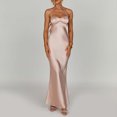 thumbnail image 1 of Vestido Túnica De Verano Señoras Bodycon Sling Dress Elegante estilo Halter Vestido largo Ropa de fiesta informal Cgtredaw Rosa M para Mujer, 1 of 1