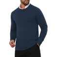 thumbnail image 4 of SUÉTER DE PULLOVER DE PUNTO SUAVE DE MANGA LARGA DE CUELLO REDONDO CLÁSICO EN COLOR SÓLIDO PARA HOMBRES M AZUL MARINO, 4 of 6