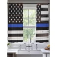 thumbnail image 5 of Blue American Flag Semi Sheer Window Curtains 72 Inches Long, Black White Stripe US Flag Retro Wooden Rod Pocket Voile Silky Chiffon Curtain Light Filtering Drapes for Living Room, 52"x72", 2 Panels, 5 of 9