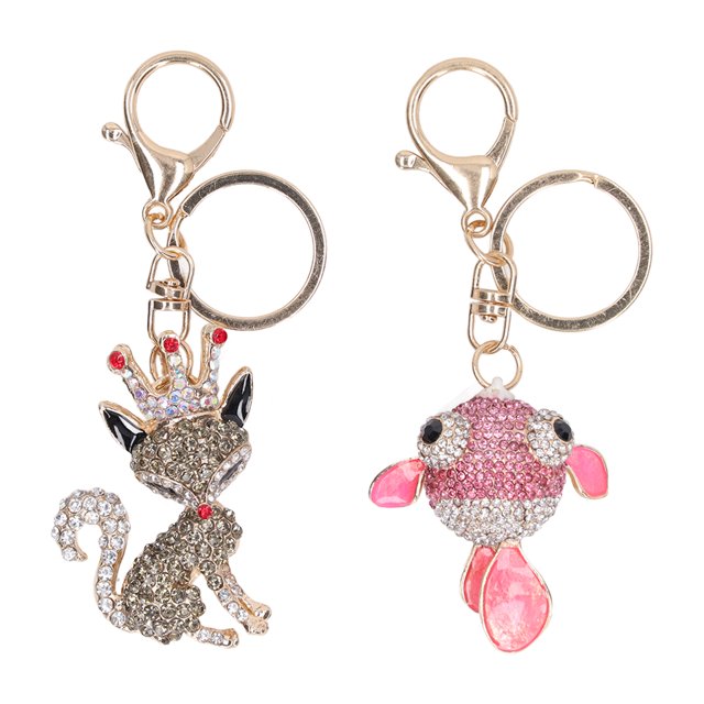 uds llavero de diamantes de imitación estilo Animal colores vivos elegante llaveros de animales de diamantes de imitación para bolso cartera mochila