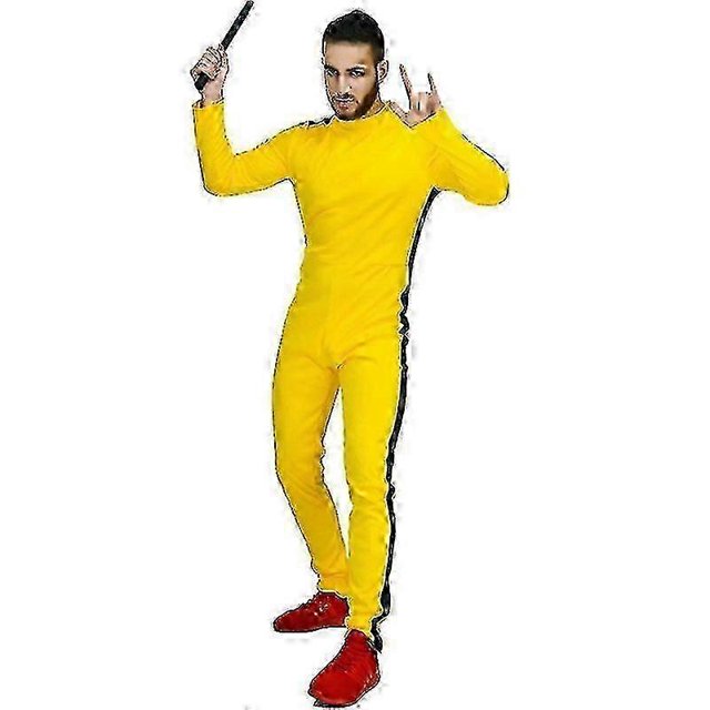 Adults One Piece Jumpsuit Costume Yellow Kungfu Uniforms Halloween Costume