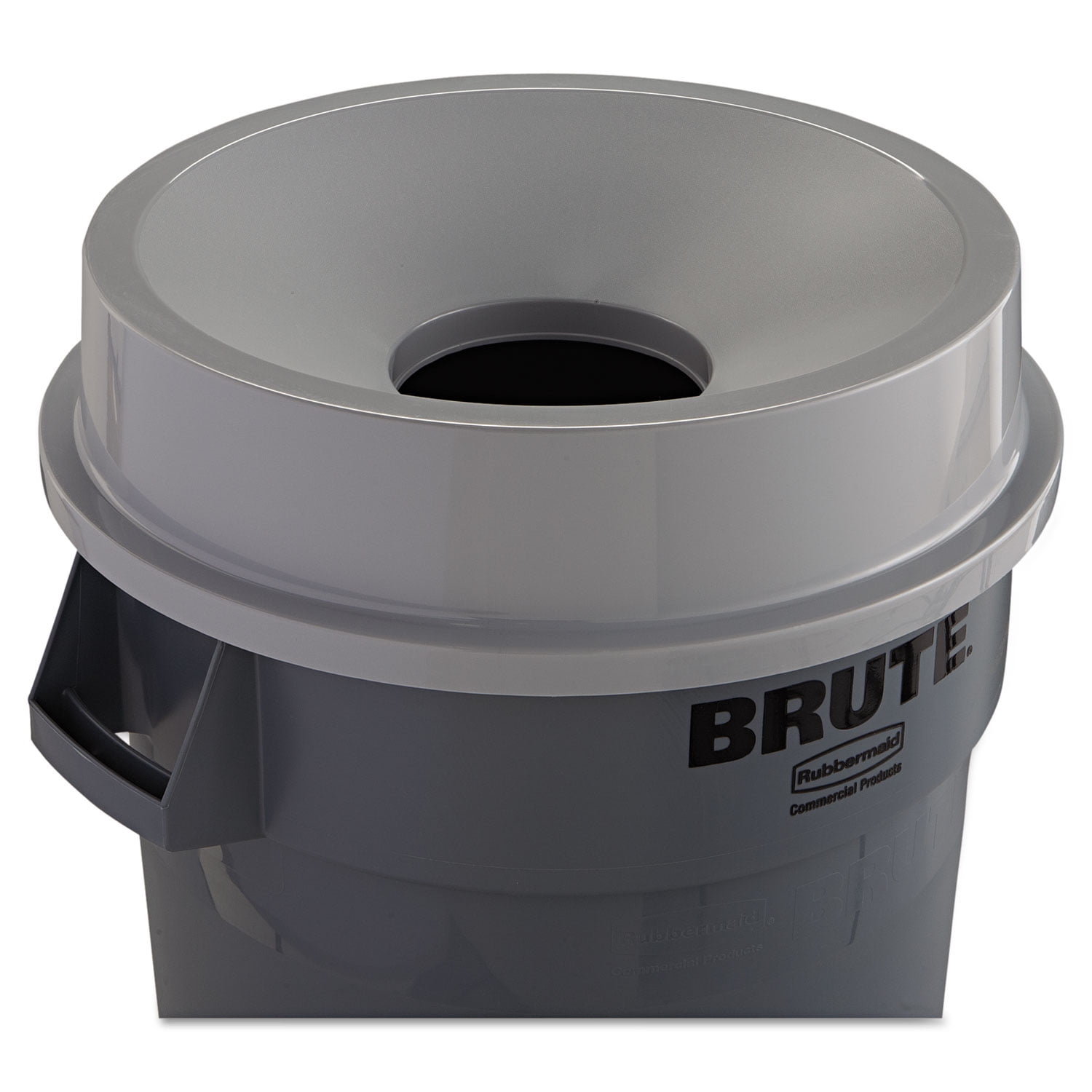 Rubbermaid Round Brute Funnel Top Receptacle, 22.38w X 5h, Gray