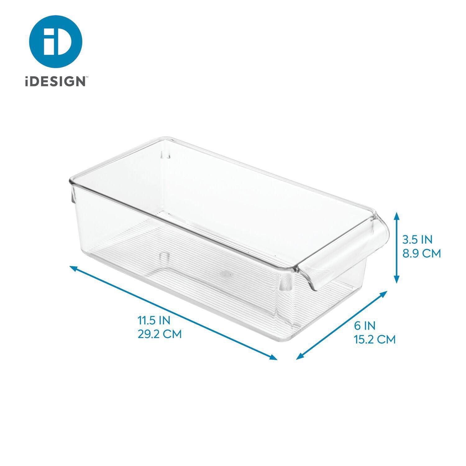 iDesign Linus Clear BPA-Free Plastic Fridge and Freezer Storage Organizer Bin with Handle for Kitchen, Pantry, Office, Bathroom, 11.5" x 6" x 3.5"