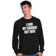 thumbnail image 4 of Love My Smokin Hot Wife Funny Spouse Men's Big & Tall Long Sleeve Graphic Tee Brisco Brands 3X, 4 of 5