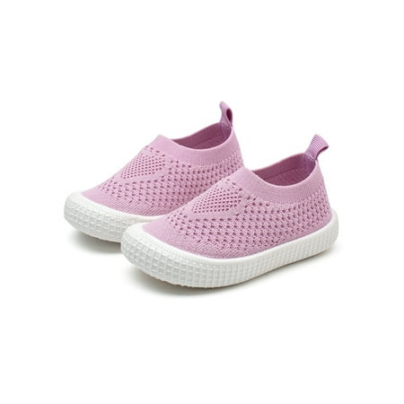 

Daeful Kids Sock Sneakers Breathable Casual Sneaker Slip On Walking Shoe Sport Elastic Anti-Slip Mesh Shoes Pink 8C