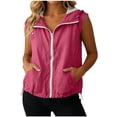 thumbnail image 3 of Thousandth Women's Plus Size Shirts Casual Lightweight Sleeveless Zip Up Hooded Vest Lightweight Windproof Jacket with Pockets and Drawstring Hem, 3 of 7