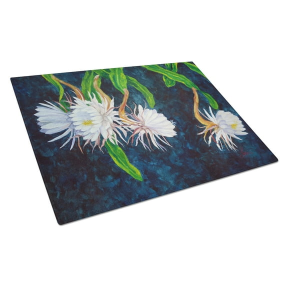 Night Blooming Cereus by Ferris Hotard Glass Cutting Board Large
