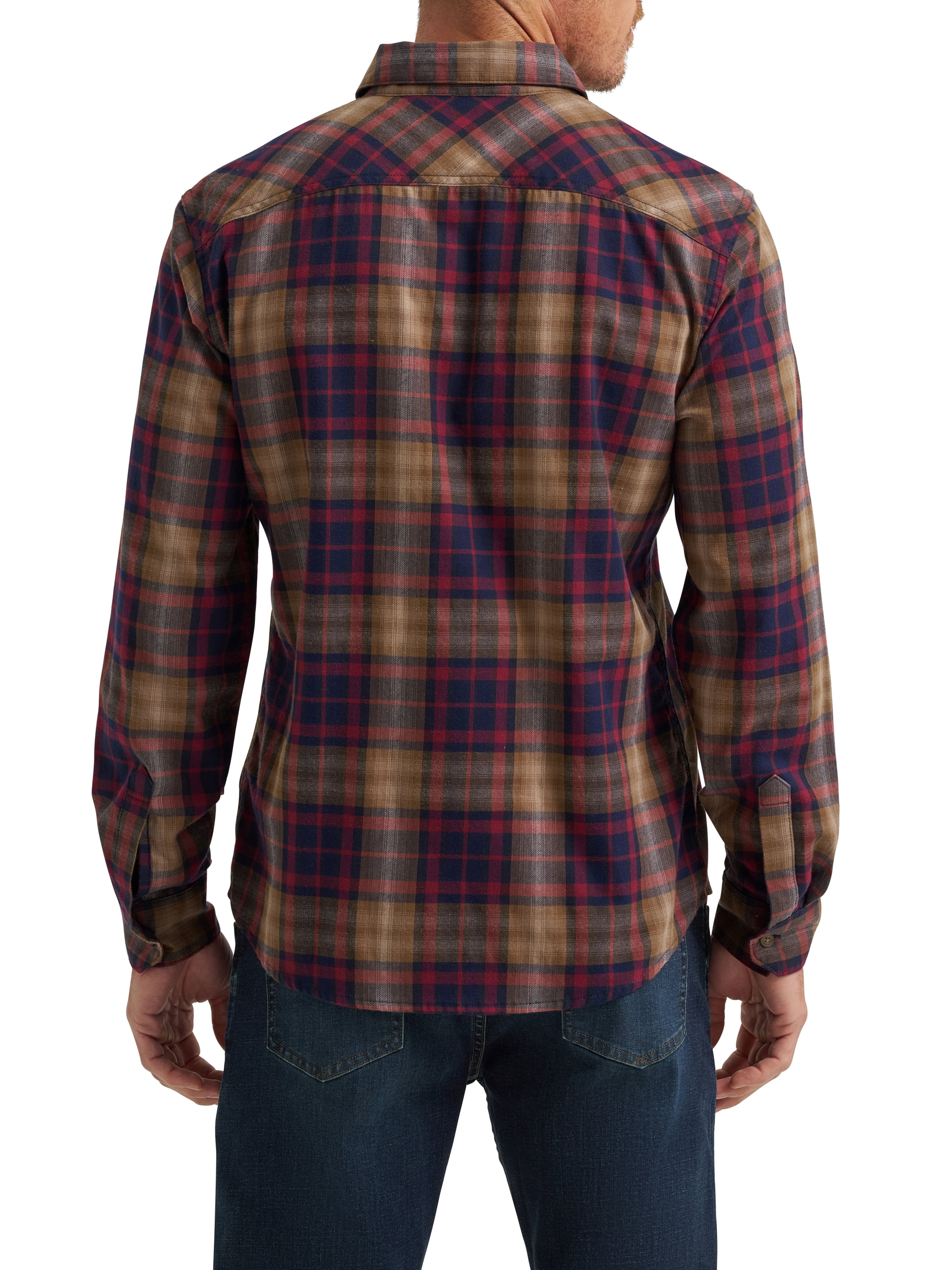 Wrangler® Men's Slim Fit Long Sleeve Woven Twill Shirt with Sunglasses Cleaner, Sizes S-5XL