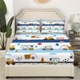 thumbnail image 2 of Erosebridal Construction Bedding Set Queen Truck Bed Sheets Cartoon Cars Tractor Fitted Sheet Construction Bedroom Decor Vehicle Excavator Sheets Yellow Blue White 3 Pcs, 2 of 4