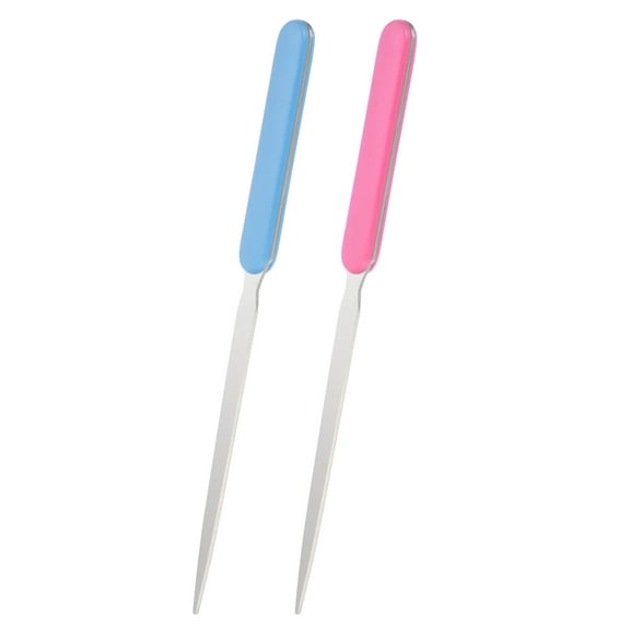 Uxcell Letter Opener, 2 Pcs Stainless Steel Lightweight Handle Envelope Opener Mail Opener Letter Slitter for Office Home Box Open, Pink/Blue