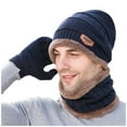 thumbnail image 2 of Summer Sales Under $5 Navy Unisex Warm Hat Gloves Kit GIJNRIUIUA Knitted Windproof Fleece Men's Winter Hat Winter Men's Gloves Scarf Hat Three- Warm Hat Knitted Hats, 2 of 4