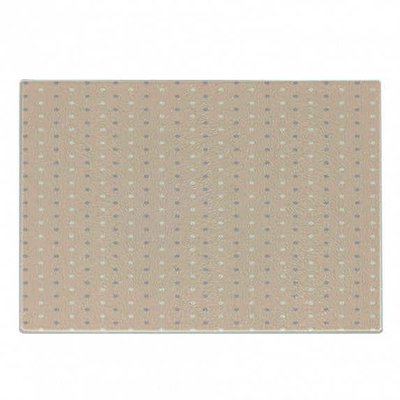 Pink Cutting Board, Romantic Vintage Classic in 50s 60s Style Image with Dots Pattern Print, Decorative Tempered Glass Cutting and Serving Board, Small Size, Salmon Lilac and White, by Ambesonne