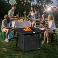 thumbnail image 2 of Giantex Gas Fire Table, 30 Inch Square Firepit Table 50,000BTU Fire Pits Tables w/ Waterproof Cover, ETL and CSA Certification Patio Auto-Ignition Propane Heater Fireplace w/ Lava Rock, 2 of 8