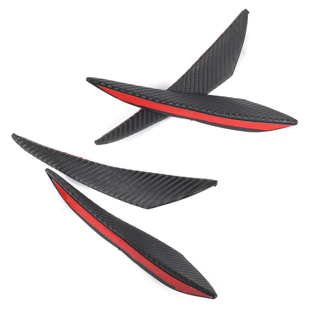 Car Front Bumper Spoiler Front Bumper Canard Car Front Bumper Air Knife 4PCS Car Front Bumper Spoiler Carbon Fiber Color Rubber Universal Fin For Auto Decoration ANGGREK Car Front Bumper Spoiler