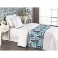 thumbnail image 2 of Marine Themed Bed Runner, Nautical Design Ocean Waves Ornaments with Seashell Pattern Modern, Decorative Accent Bedding Scarf for Hotels Homes & Guest Rooms, Twin, Pale Azure Blue Peach, by Ambesonne, 2 of 3