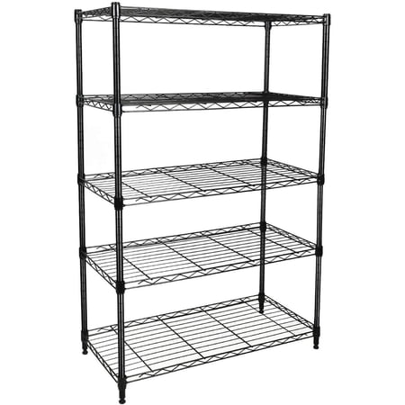 Homiyad Heavy Duty 5-Shelf Shelving Unit, 29" D X 14"W X 61" H, 5 Tier, Black