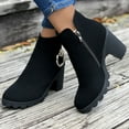 thumbnail image 6 of KIJBLAE Women's Ankle Boots Suede Block Heel Round Toe Booties Zipper Chunky Heel Black Winter Fall Shoes Outdoor Black 35, 6 of 9