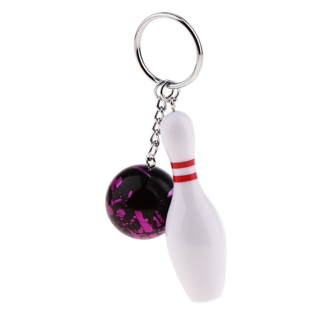 Novelty Bowling Ball And Pin Sports Keyring Keychain Gifts Bag Phone Charms 