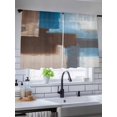thumbnail image 5 of Sheer Curtains 45 Inch Length 2 Panels Set for Kitchen, Blue Brown Semi Sheer Curtains for Windows, Ombre Abstract Street Art Mottled Texture Voile Window Treatments Rod Pocket Curtain, 5 of 7