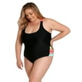 thumbnail image 2 of Lysa Women's Plus Size Caddy Scoop Neck Color-Block One Piece Swimsuit 0X 1X 2X 3X, 2 of 3