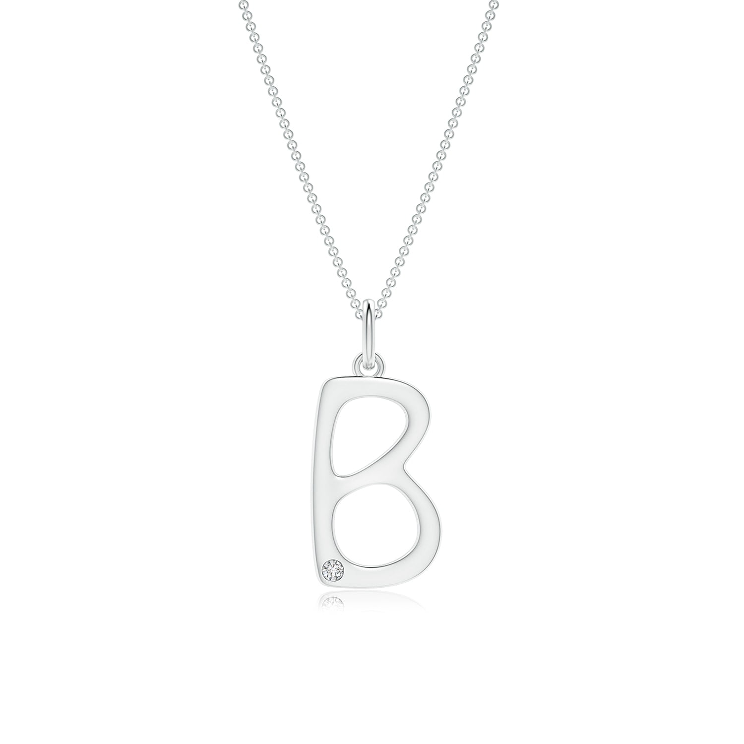 Initial "B" Pendant Necklace Natural Diamond 14K White Gold Over Sterling 18"