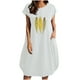thumbnail image 2 of Puntoco Vestido Estampado De Dos Bolsillos Con Cuello Redondo Y Manga Corta De Color Liso Para Mujer Blanco M,Regalos Para Mujer Joven, 2 of 4