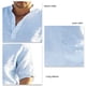 thumbnail image 5 of Hombres casual color puro camisa soporte collar manga larga suelta transpirable ligero superior para la playa, 5 of 5