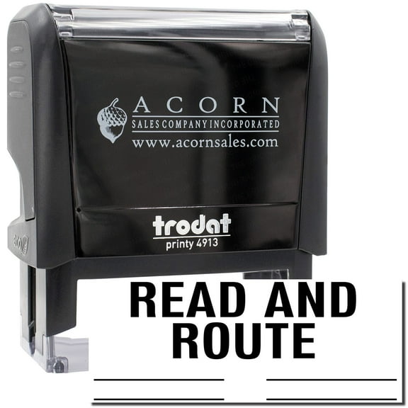 Large Self-Inking Read and Route with Lines Stamp, Trodat Printy 4913, Press and Print Stamping, Impression Size 7/8" x 2-1/4", Up to 10,000 Impressions - Black Ink