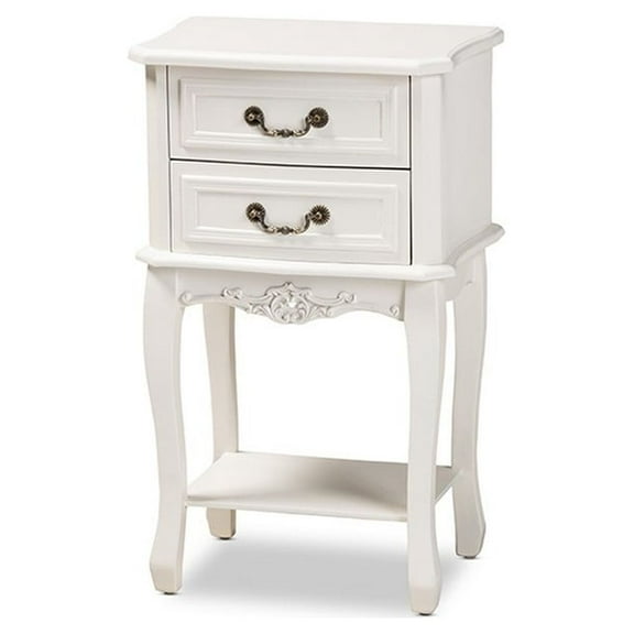 Baxton Studio Gabrielle Traditional French Country Provincial White-Finished 2-Drawer Wood End Table