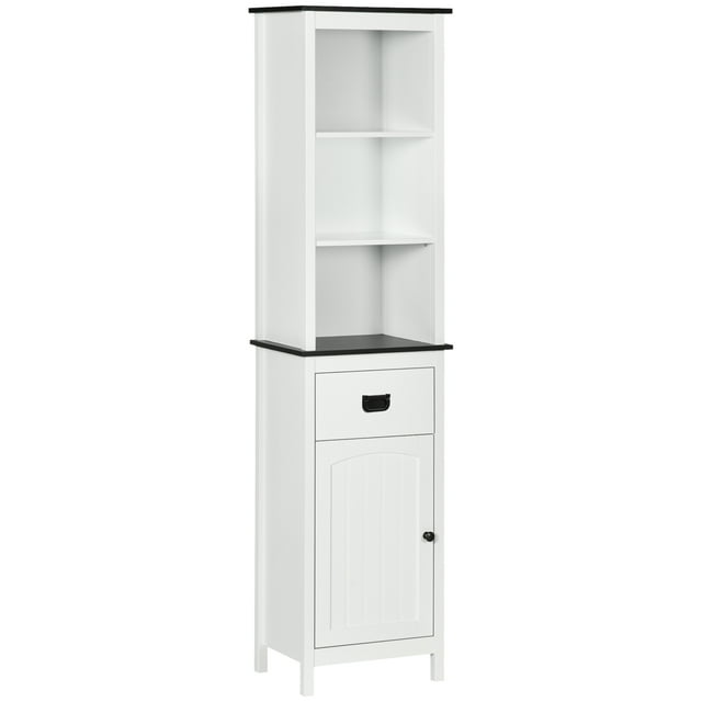 kleankin Tall Bathroom Storage Cabinet w/ Drawer Freestanding Linen Cabinet