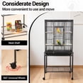 thumbnail image 3 of GARVEE Large Iron Bird cage with Rolling Stand, Slide-Out Tray,Wooden Perches for Multiple Birds, Indoor Use, Black, 3 of 7