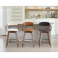thumbnail image 6 of 26 Inch Modern Counter Height Bar Stools Set of 3, 360° Swivel Linen Upholstered Barstools with Wood  for Kitchen Island, 6 of 6