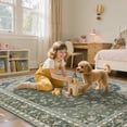 thumbnail image 6 of UERMEI 10x14 Washable Area Rugs for Living Room, Vintage Printed Rug, Vacuum-Friendly, Non Slip Indoor Rug for Bedroom Dining Room Home Decor Carpet, Dark Sage Green, 6 of 8
