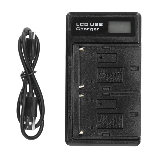 Cargador de batería de litio con pantalla LCD y doble carga, base de carga USB para NPF550